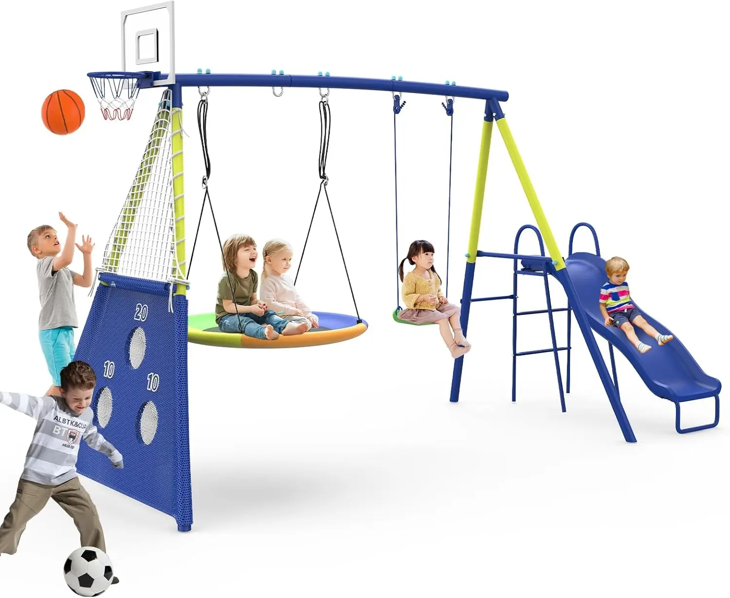 Kids Outdoor Swing Set With Slide - Swing Sets for Backyard with Kids
