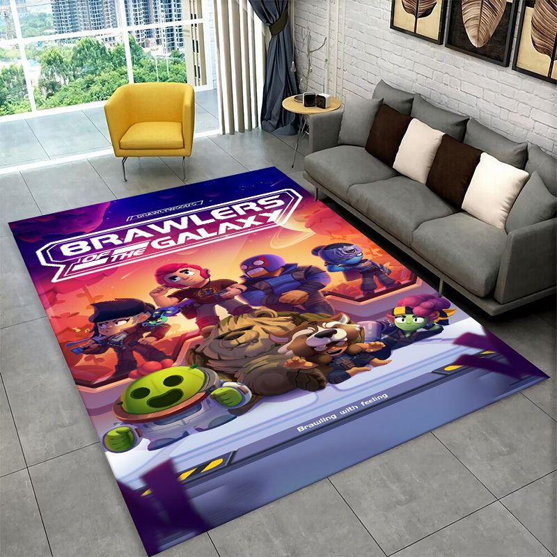 Kids Outdoor Flooring - Cartoon B-Brawl Game Non-Slip Area Rug