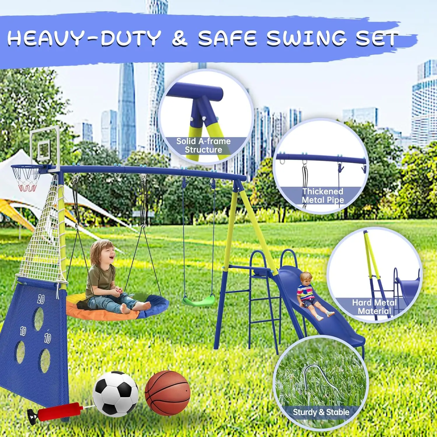 Swing Sets for Backyard with K - огляд і ціна Kids Outdoor Swing Set With Slide