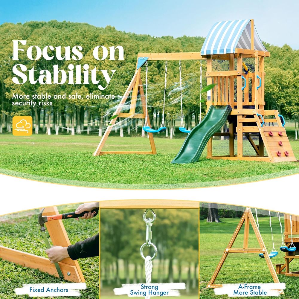 Swing ts or ackyard, Wooden Sw - огляд і ціна Kids Outdoor Swing And Slide