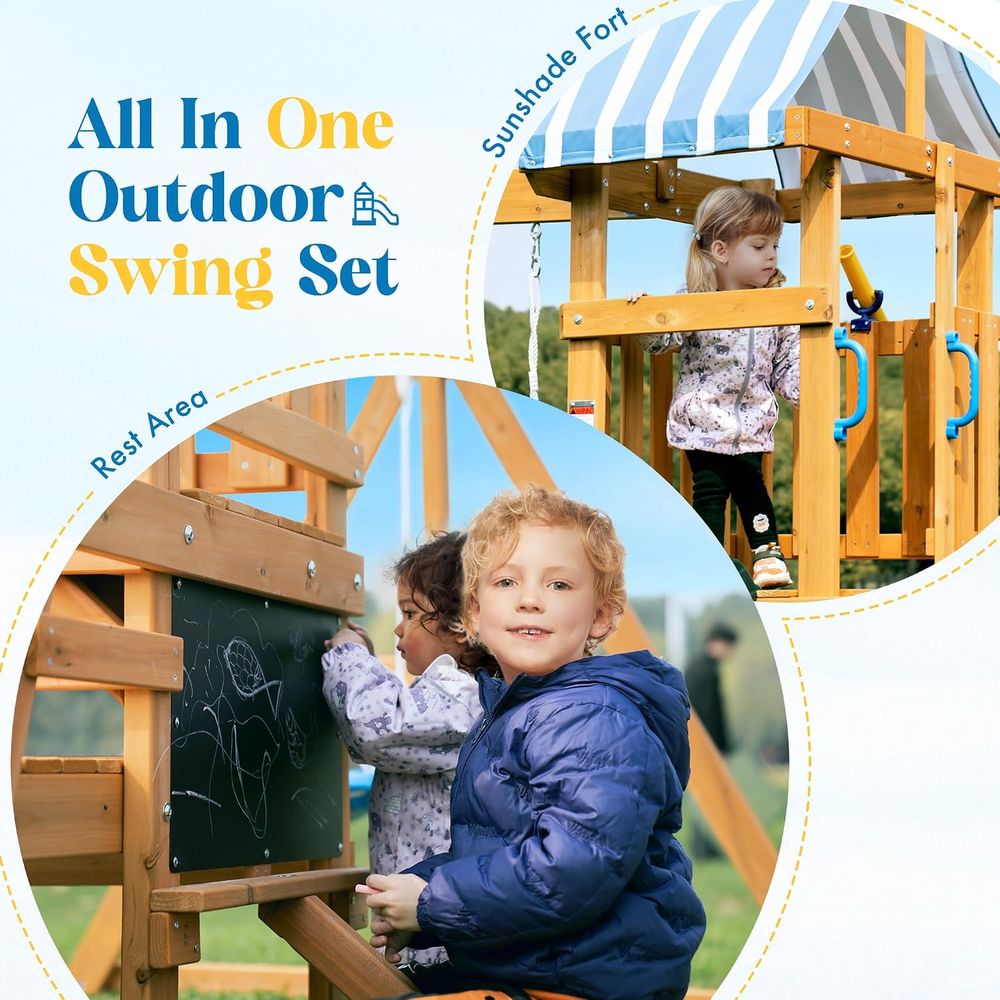 Swing ts or ackyard, Wooden Sw - огляд і ціна Kids Outdoor Swing And Slide