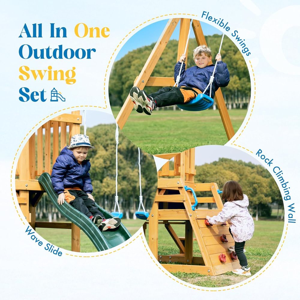 Swing ts or ackyard, Wooden Sw - огляд і ціна Kids Outdoor Swing And Slide