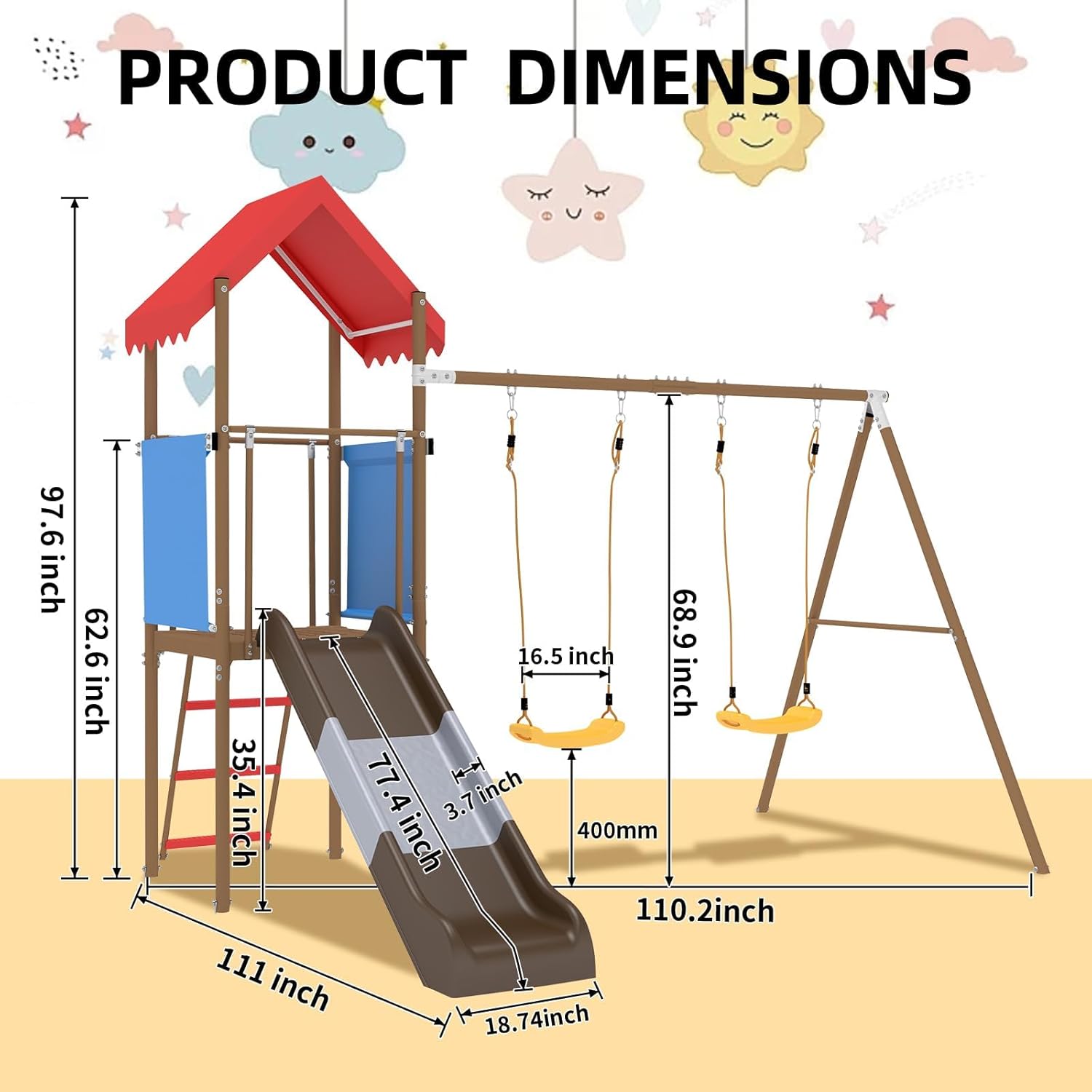 Metal Swing Set for Kids with  - огляд і ціна Kids Outdoor Swing Set With Slide