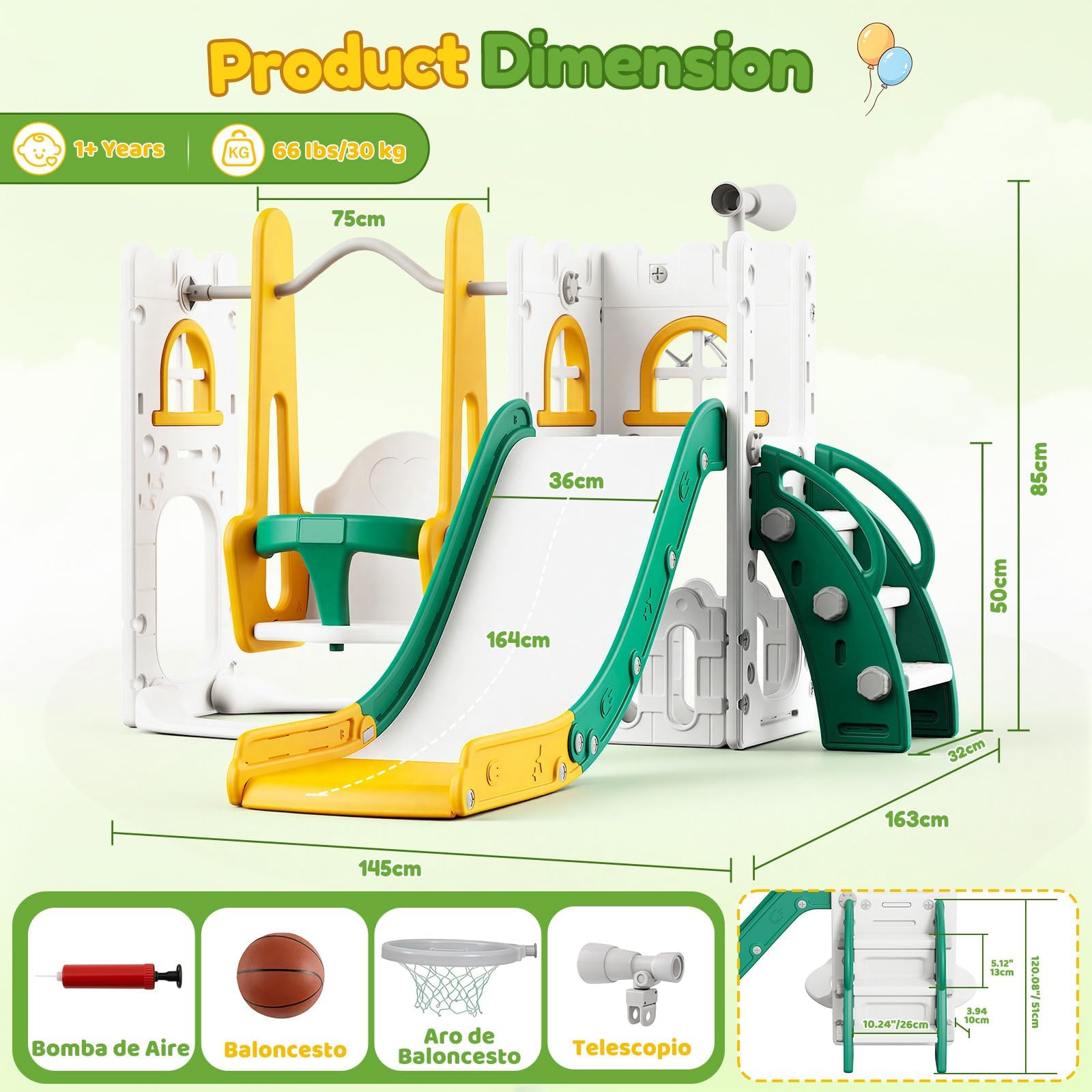 7 in 1 Toddler Slide And Swing - огляд і ціна Kids Outdoor Swing And Slide