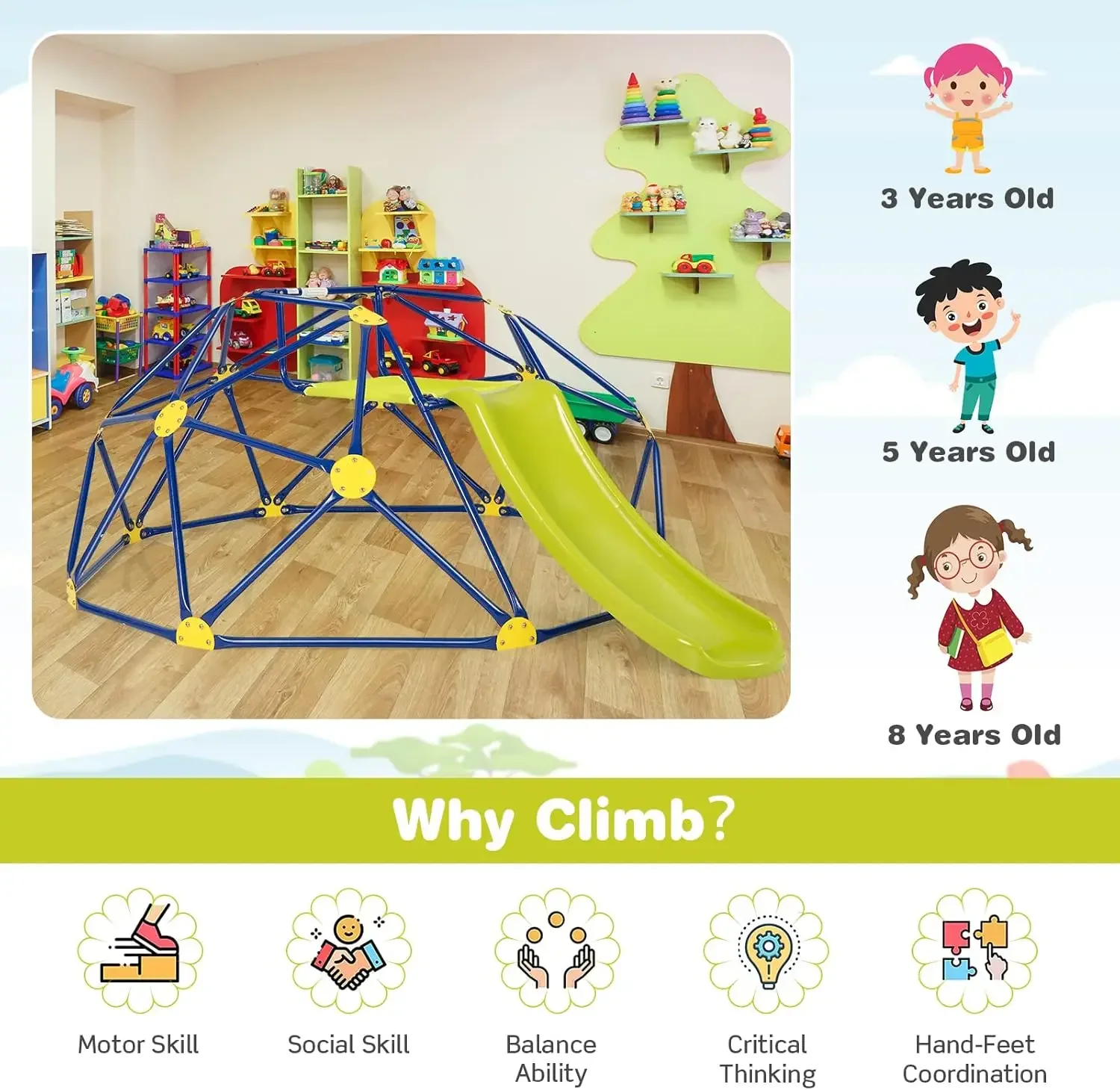 Costzon Climbing Dome with Sli - огляд і ціна Kids Outdoor Jungle Gym Dome