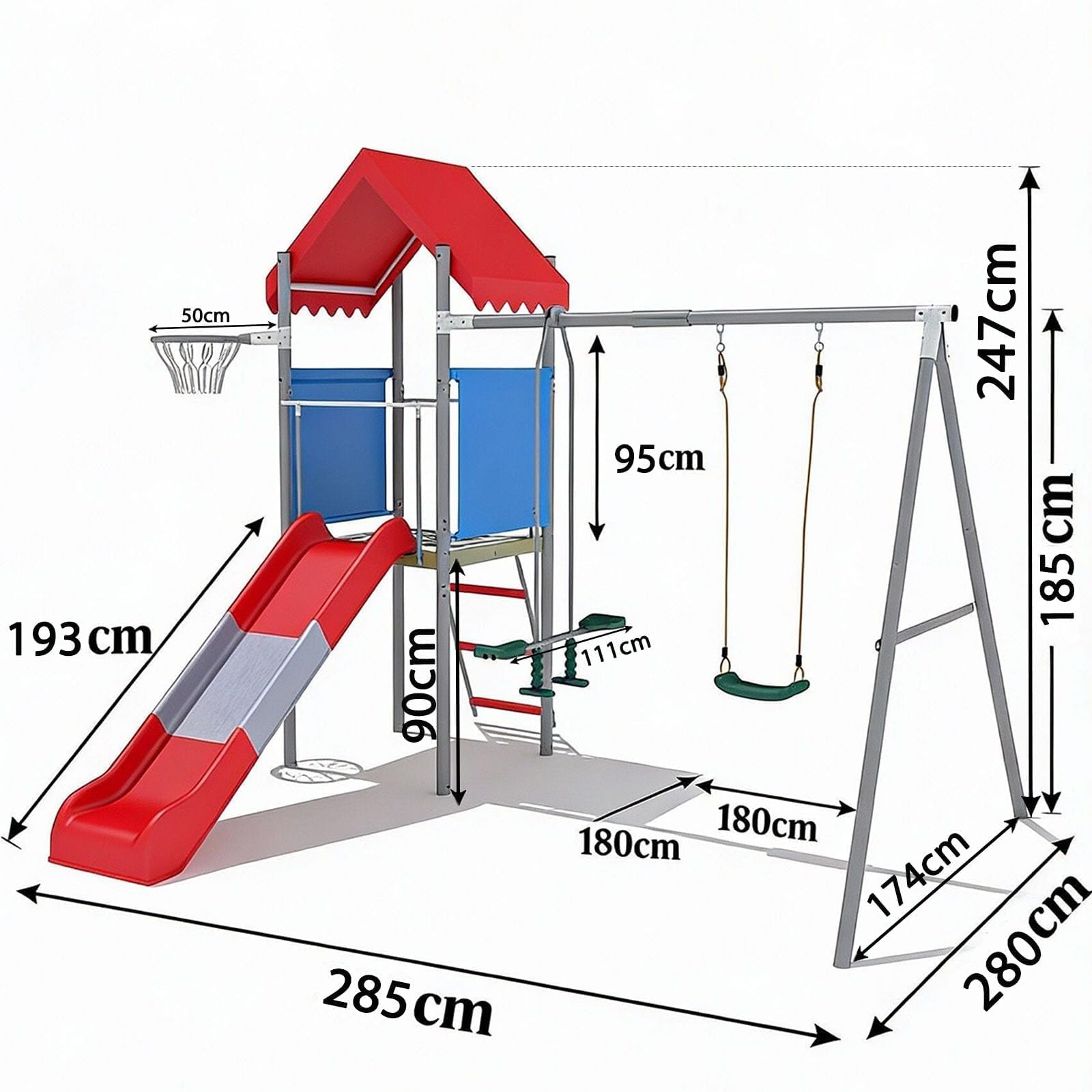 5-in-1 Metal Swing Set With Sl - огляд і ціна Kids Outdoor Swing Set With Slide